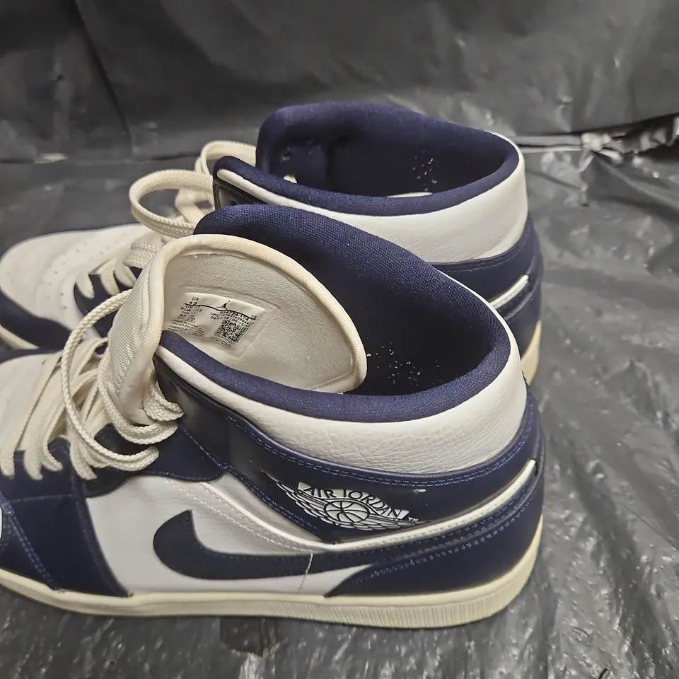 NIKE AIR JORDAN 1 HIGH SNEAKERS – WHITE/NAVY, UK 12 (US 13)