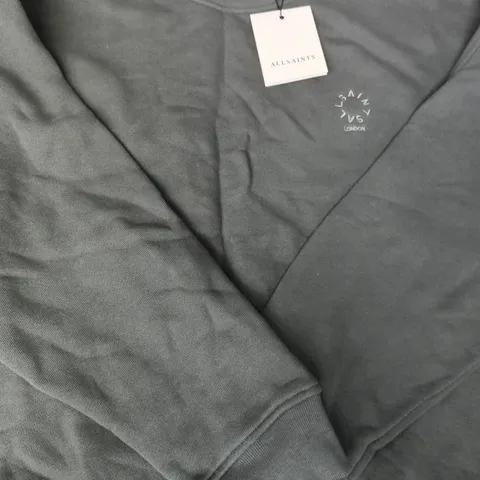 ALLSAINTS LONG SLEEVE CRE-NECK JUMPER IN DARK GREEN SIZE MEDIUM