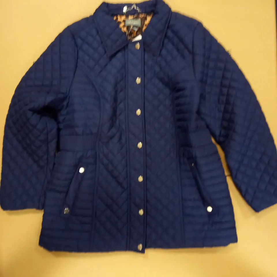 BRAND NEW RUTH LANGFORD QUILTED SPORG COAT, NAVY - SIZE 20