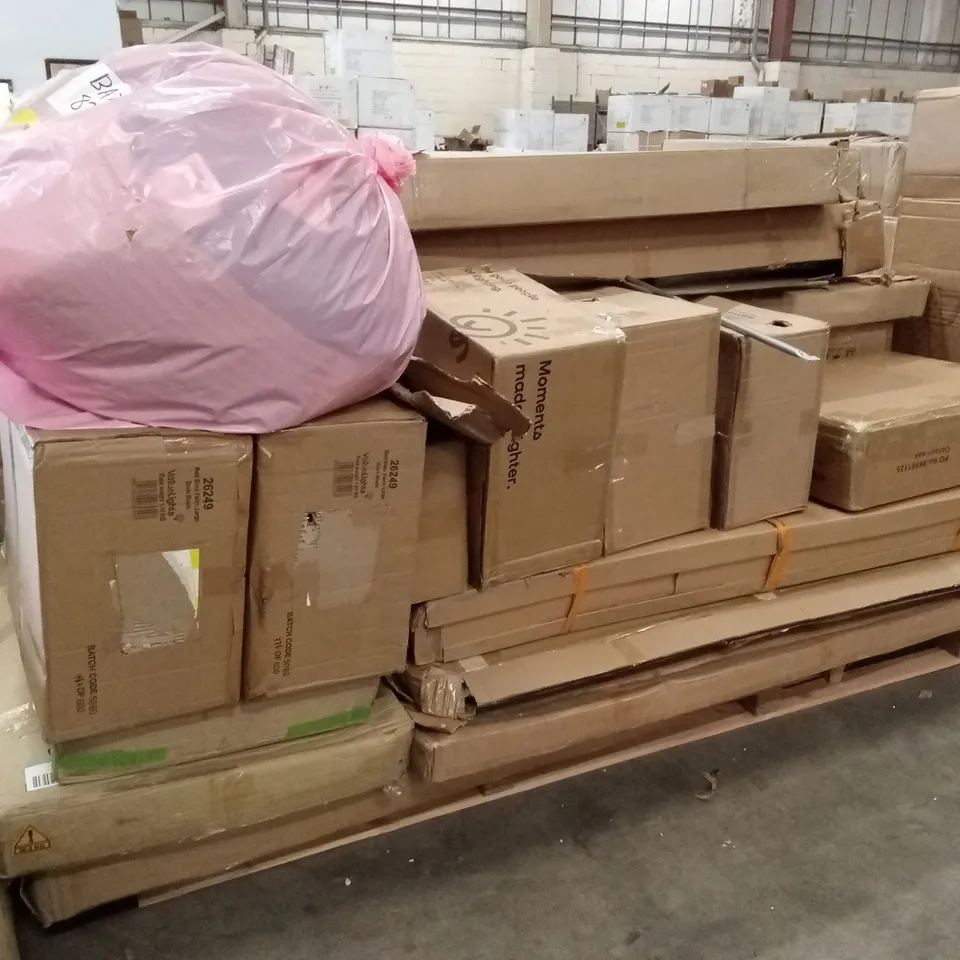 PALLET OF ASSORTED INCOMPLETE DESIGNER FURNITURE PARTS AND PIECES 