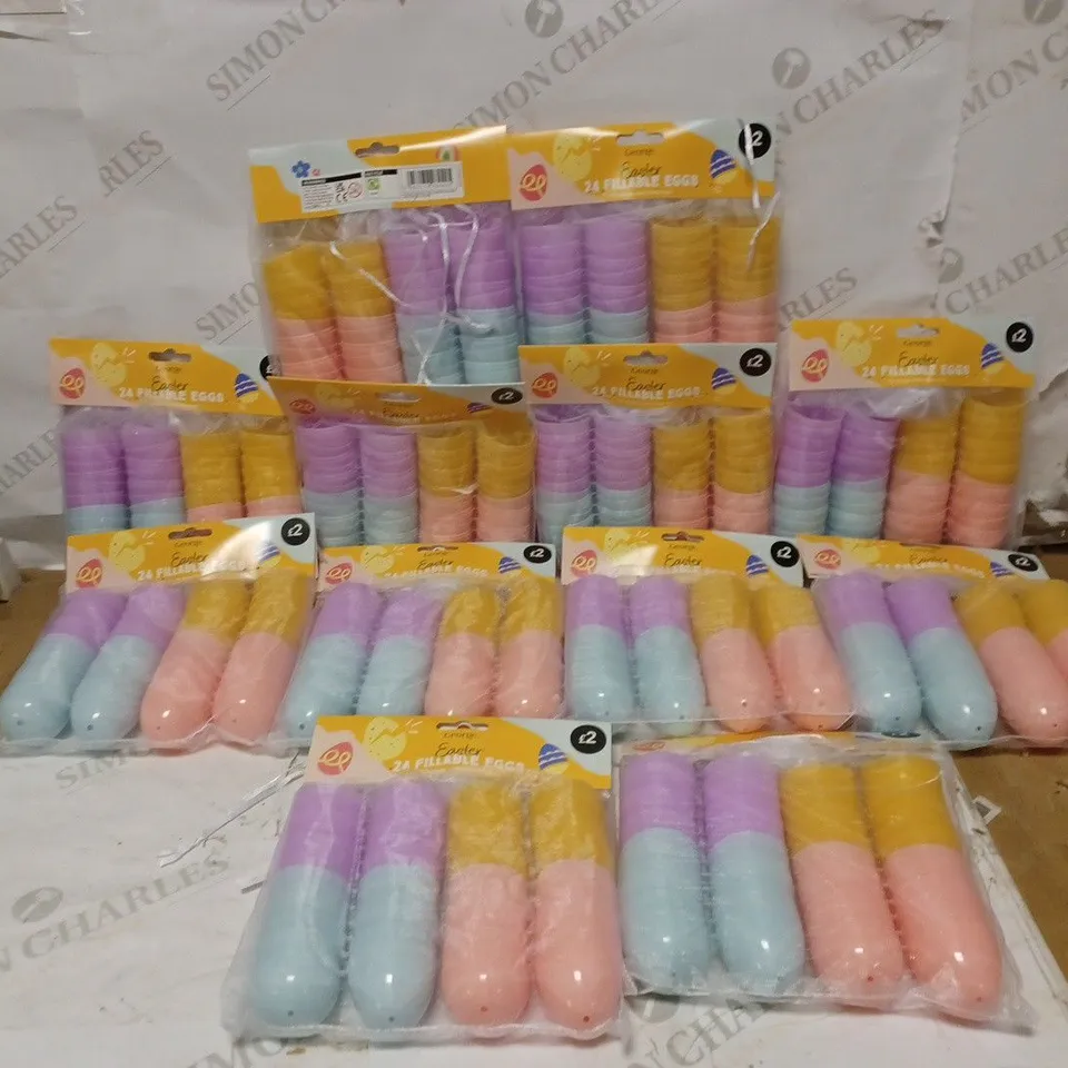 BRAND NEW BOX OF 12 PACKS OF EASTER FILLABLE EGGS (12 PACKS OF 24 EGGS)