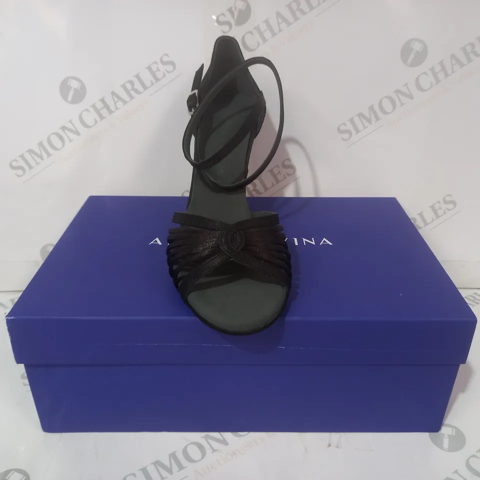 BOXED PAIR OF ANITA FLAVINA VERONA OPEN TOE HEELED SANDALS IN BLACK EU SIZE 37