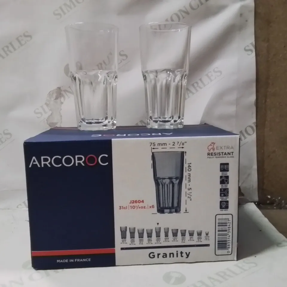 BOXED ARCOROC GRANITY GLASSES APPROXIMATELY 6