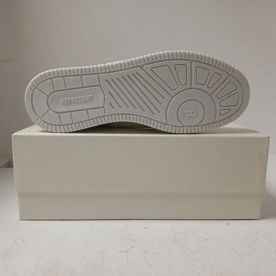BOXED PAIR OF REPRESENT APEX TRAINERS IN OFF WHITE SIZE UK 10