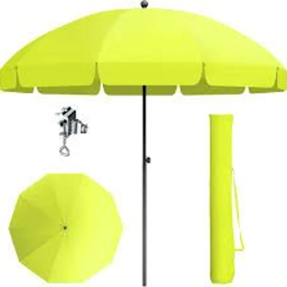 BOXED PHI VILLA DIAMETER 175 - 220 CM PARASOL HEIGHT ADJUSTABLE WITH COVER AND CLAMP - GREEN