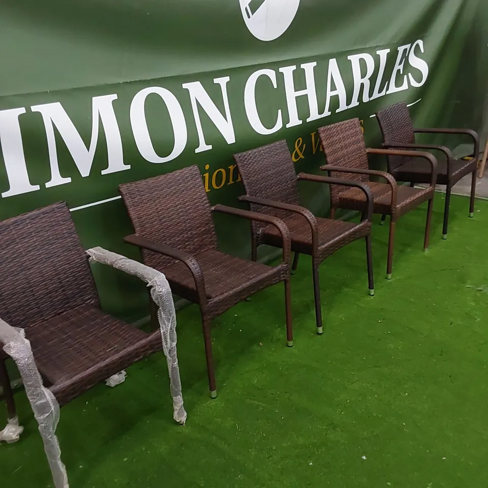 SET OF 5 CHOCOLATE MIX RATTAN CHAIRS 