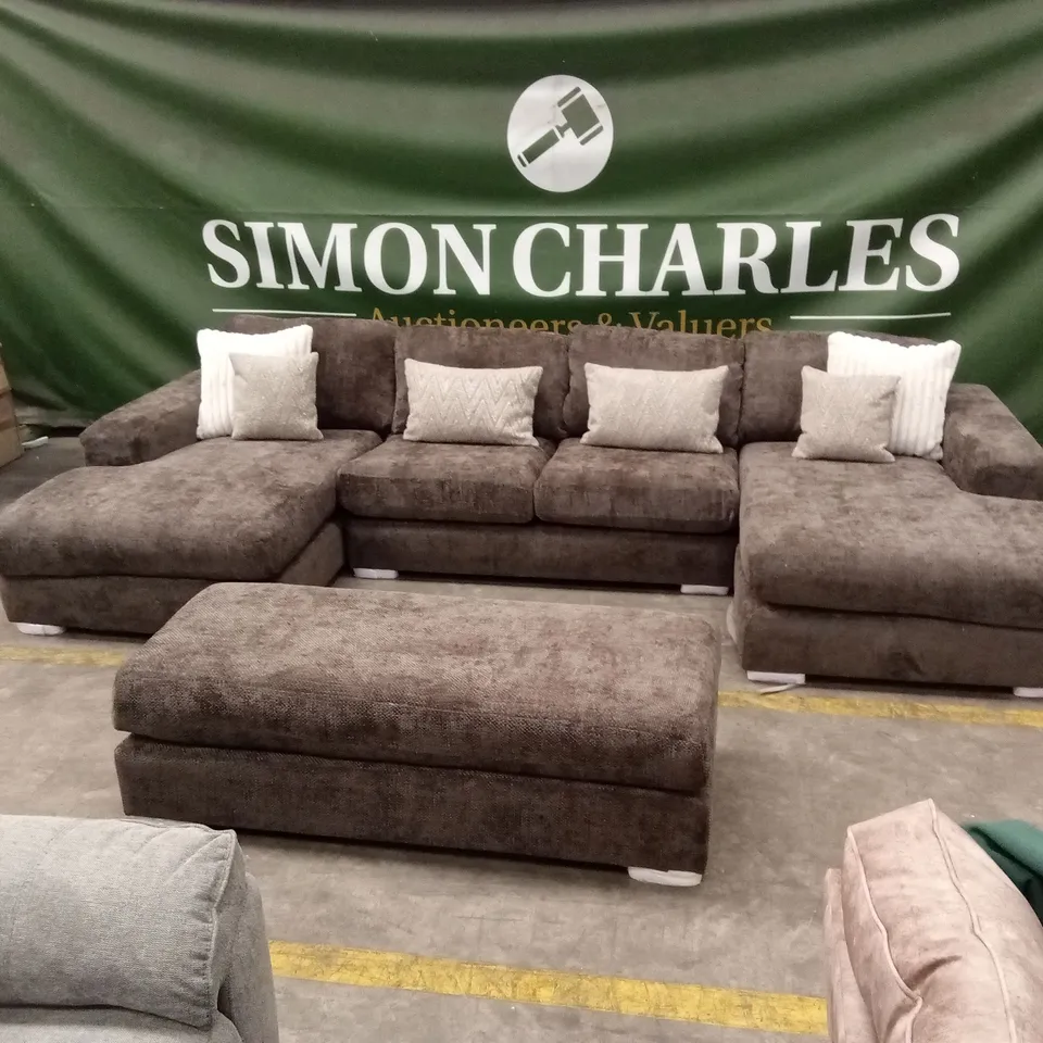 BROADGATE LARGE U-SHAPE MODULAR SOFA WITH FOOTSTOOL - MOCHA RRP £3399
