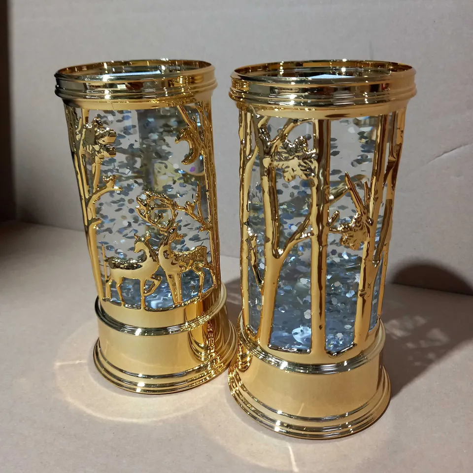 HOME REFLECTIONS SET OF 2 PRELIT SWIRLING GLITTER SCENIC PILLARS
