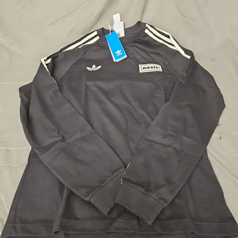 ADIDAS OASIS 3 STRIPE LONG SLEEVE TEE IN BLACK/CREAM SIZE S