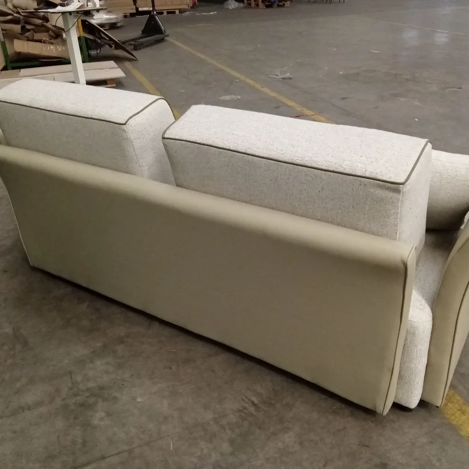 DESIGNER 3 SEATER FABRIC & FAUX LEATHER SOFA