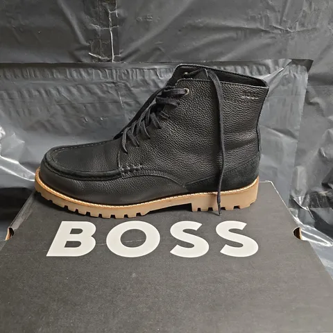 HUGO BOSS HALB SHOES – BLACK LEATHER, UK 9 (EU 43)