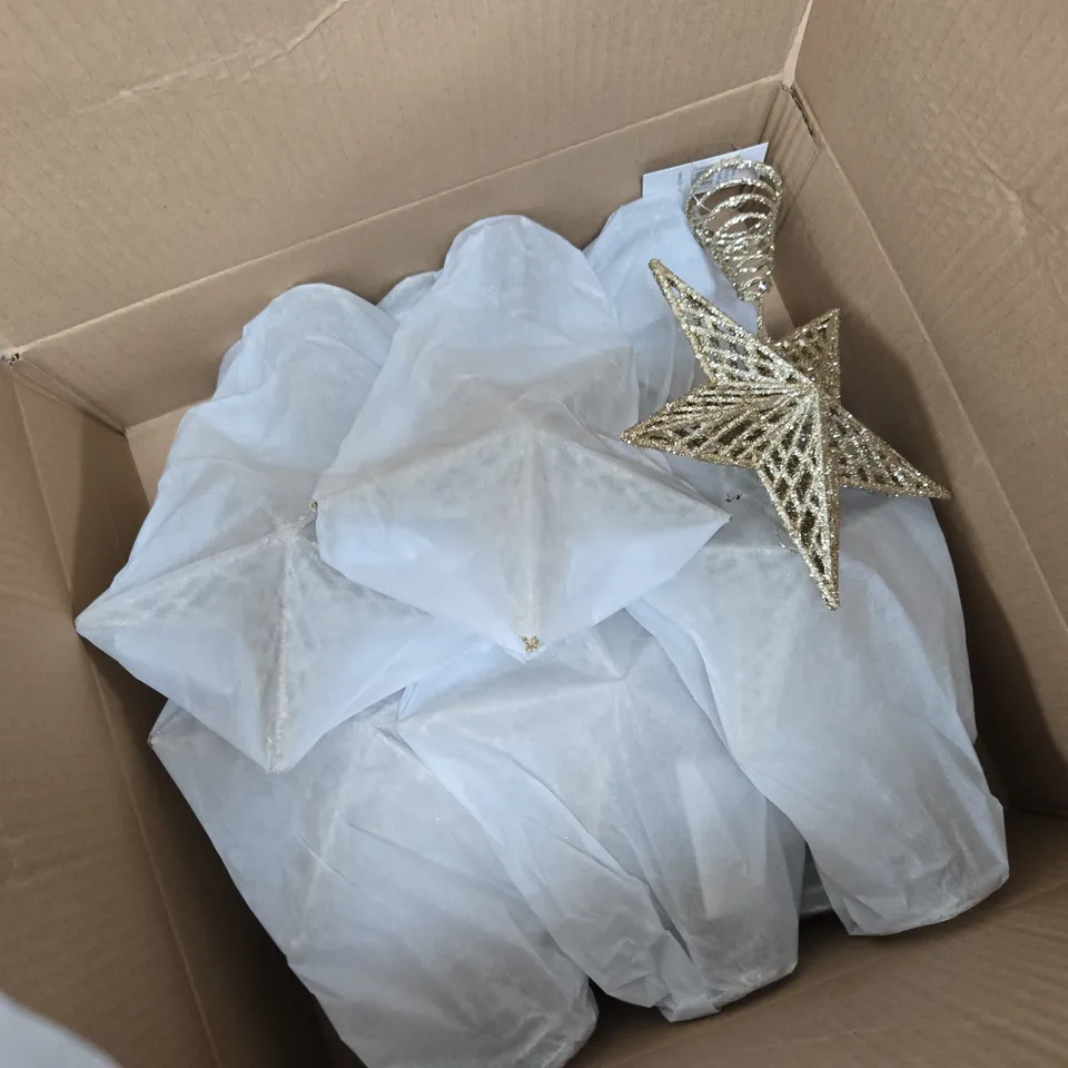 12 GLITTERING GOLD TREE TOP STARS - 23 CM 