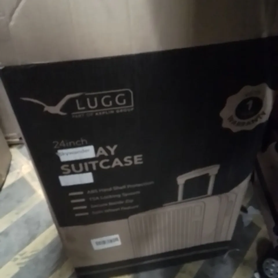 BOXED LUGG SKYWANDER TRAVEL SUITCASE BLUE WITH BROWN 