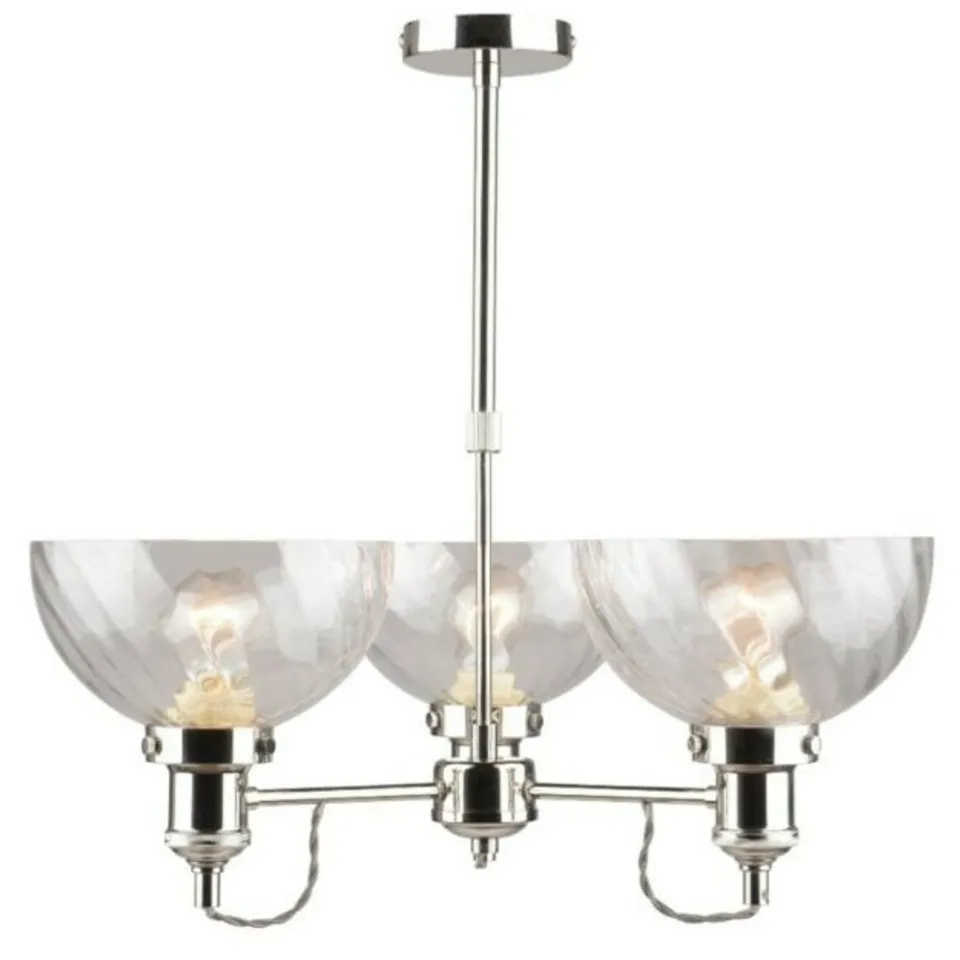 LAURA ASHLEY ARNOS RIPPLE THREE LIGHT FLUSH NICKEL LIGHT SHADE 