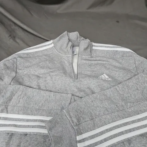 ADIDAS GREY ZIP-NECK TRACK JACKET – MEN'S MEDIUM