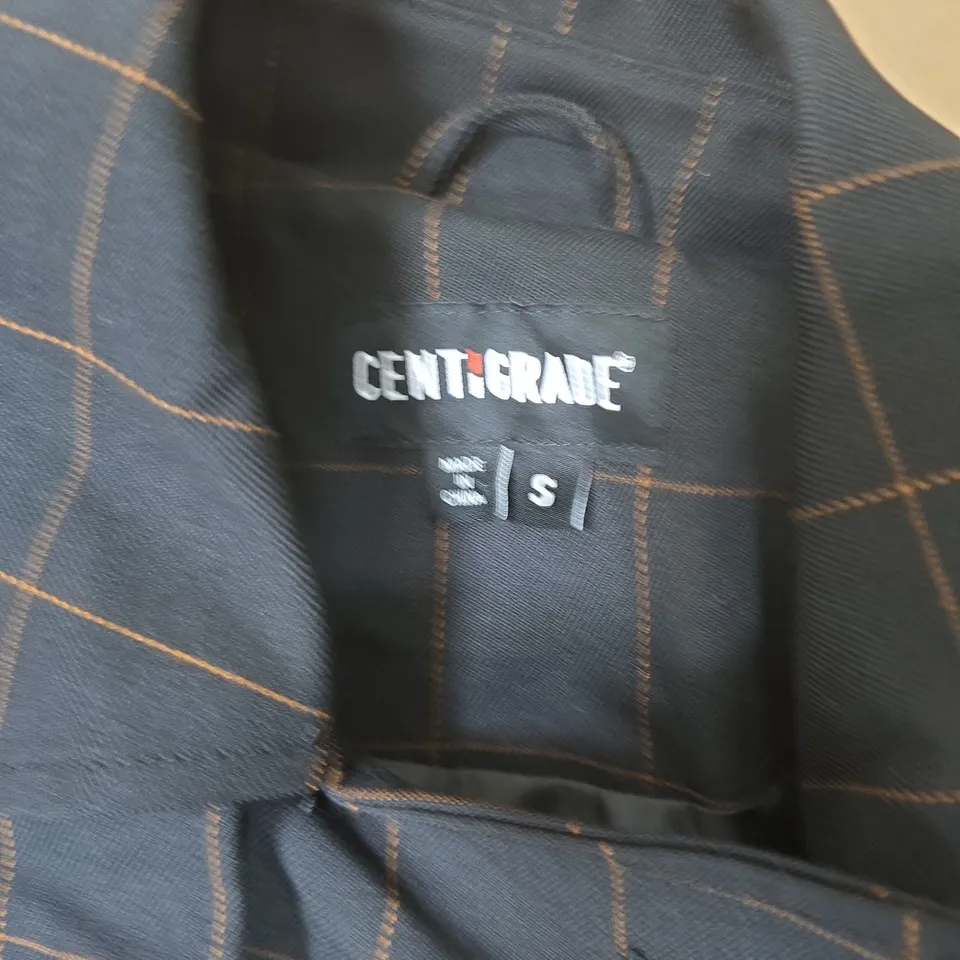 CENTIGRADE NAVY WINDOWPANE CHECK TRENCH COAT, SIZE S