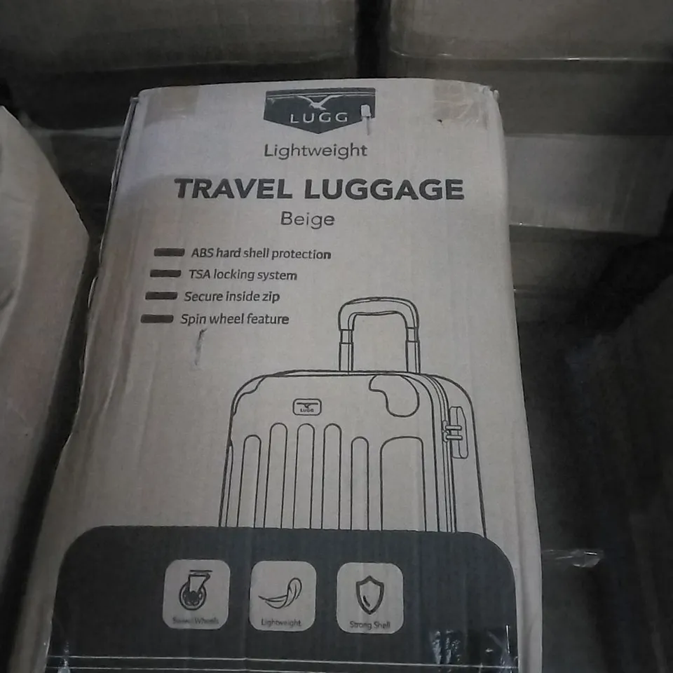 BOXED LUGG LIGHTWEIGHT TRAVEL LUGGAGE CASE - BEIGE 