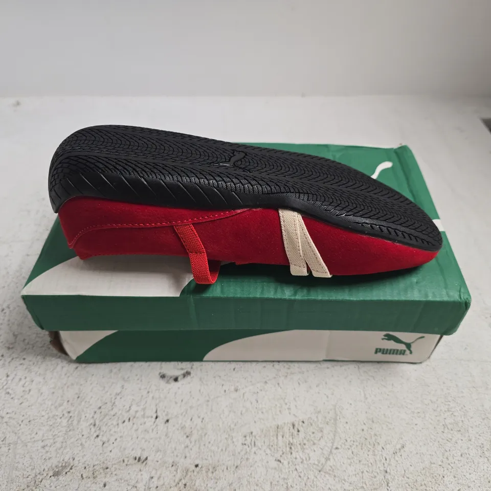 BOXED PAIR OF PUMA SPEEDCAT BALLET SHOES IN RED/WHITE SIZE UK 4