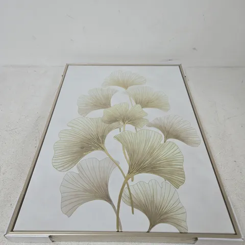 CAPPED CANVAS WITH GOLD FOIL GREEN GINGKO LEAF 50X70CM