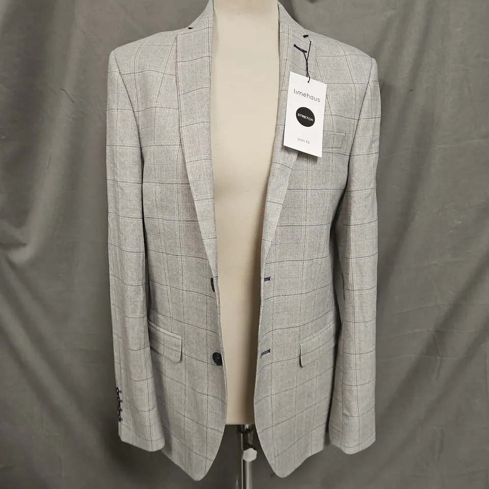LIMEHAUS STRETCH SLIM FIT BLAZER IN STONE - SIZE 36 REG