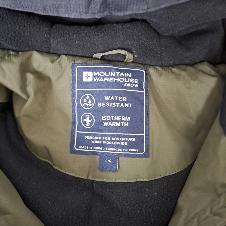 MOUNTAIN WAREHOUSE SNOW GREEN/BLACK HOODED COAT - L/G