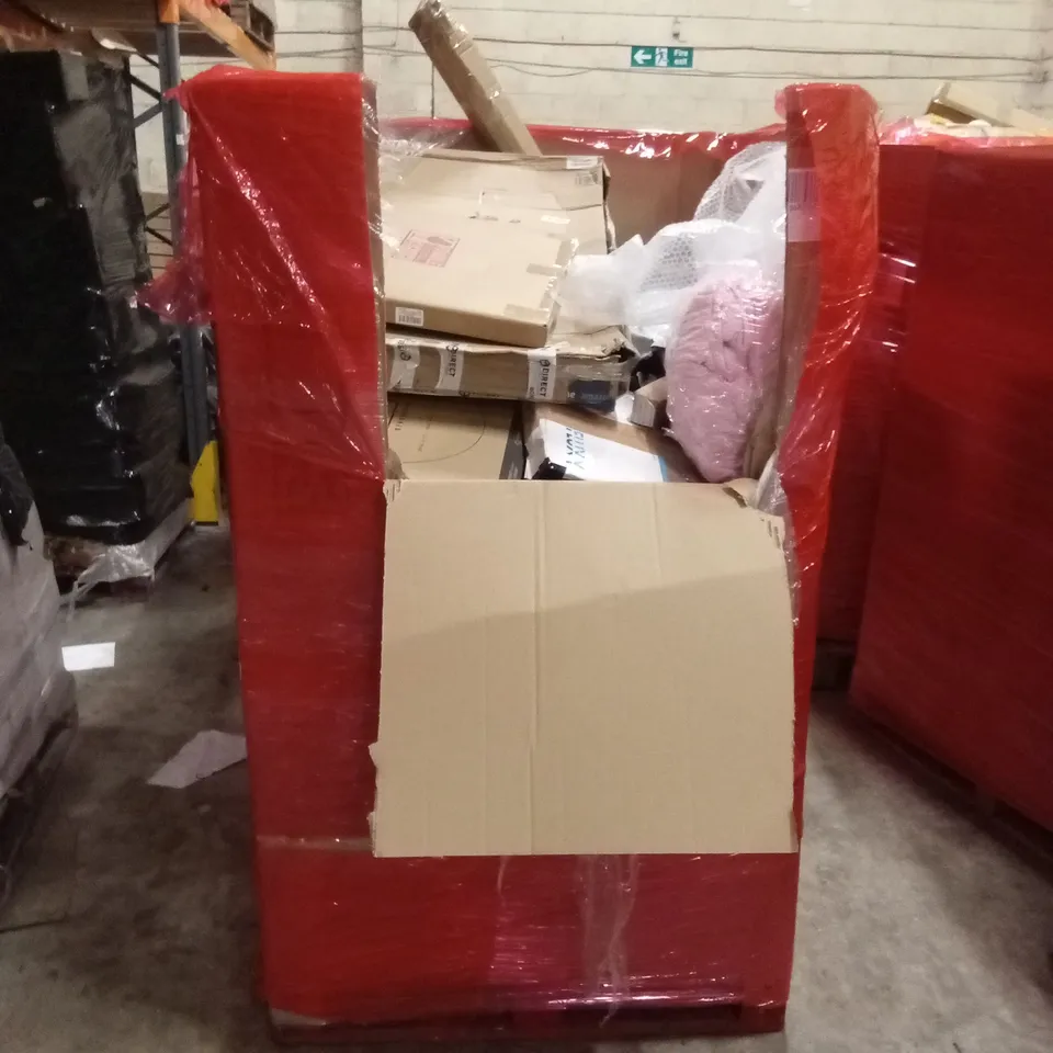 PALLET OF ASSORTED HOUSEHOLD GOODS AND PRODUCTS TO INCLUDE; TOYS, TOILET SEATS, PRAM ETC