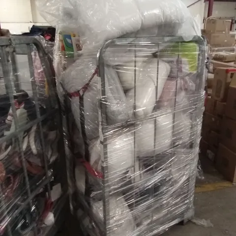 CAGE OF ASSORTED TEXTILE BASED PRODUCTS TO INCLUDE, BEDDING, CUSHIONS AND PILLOWS ETC