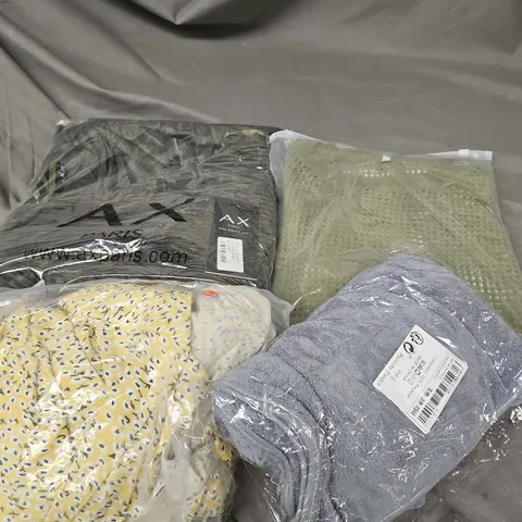 APPROXIMATELY 25 ASSORTED CLOTHING PRODUCTS IN VARIOUS STYLES & SIZES TO INCLUDE JACKETS, T-SHIRTS, DRESSES ETC