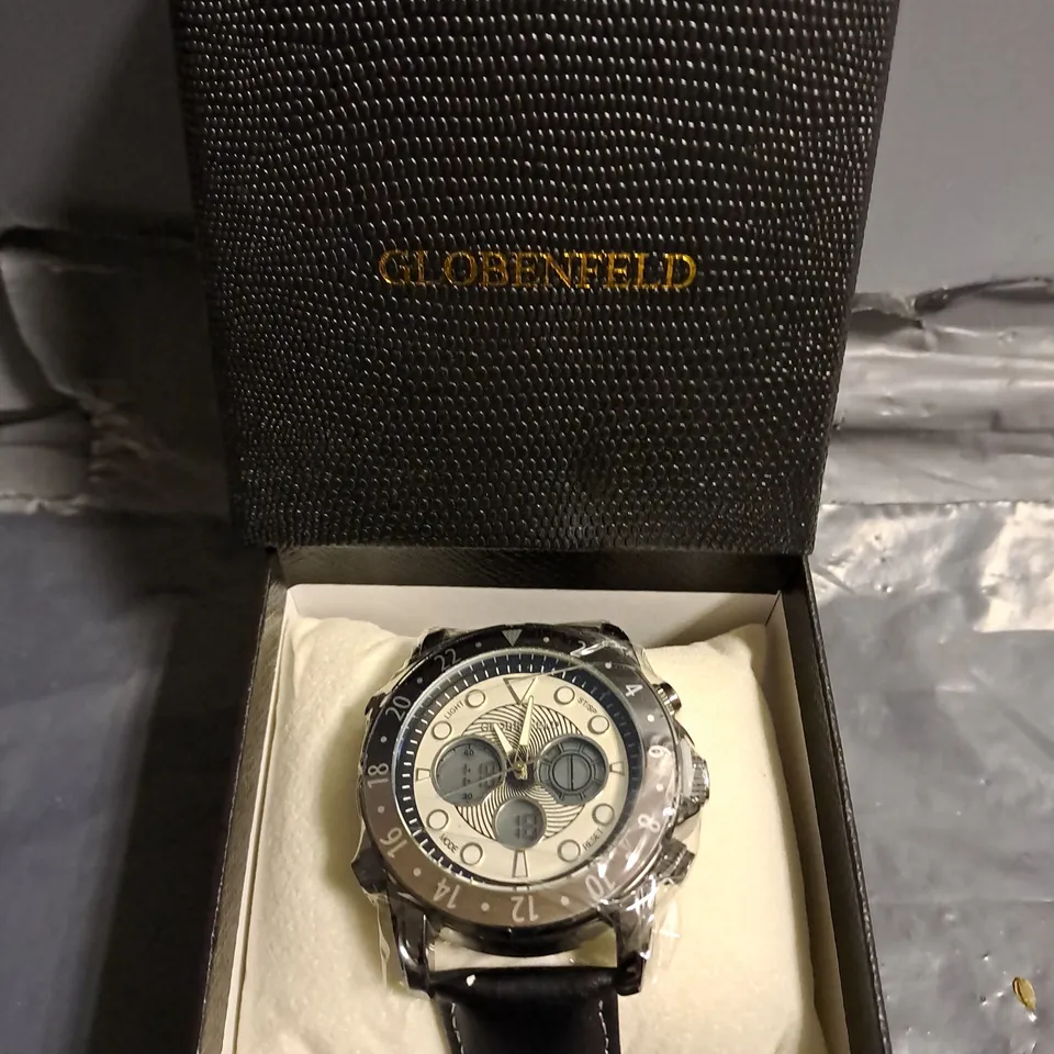 BOXED GLOBENFELD MIRAGE WHITE DIAL WATCH 