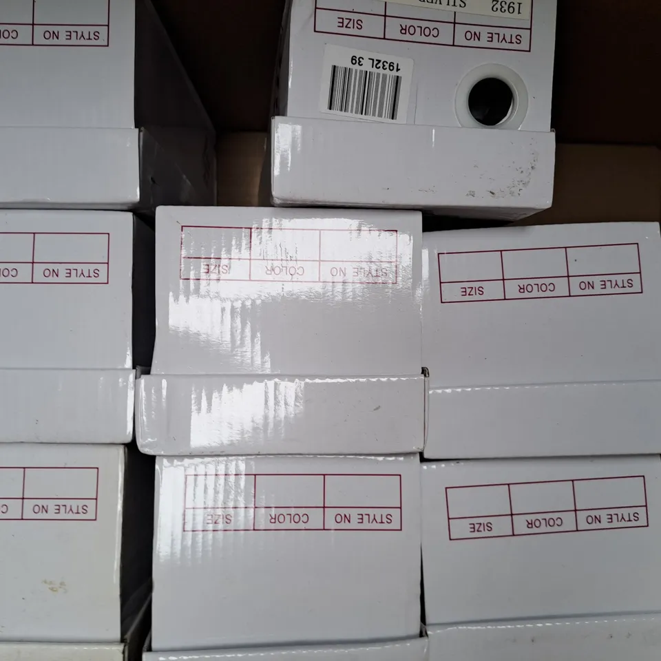BOX OF APPROXIMATELY 10 ASSORTED PAIRS OF SHOES IN VARIOUS COLOURS, STYLES, AND SIZES