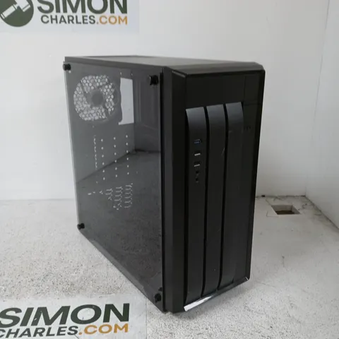Desktop PC Tower Case – Black Mid-Tower with Glass Side