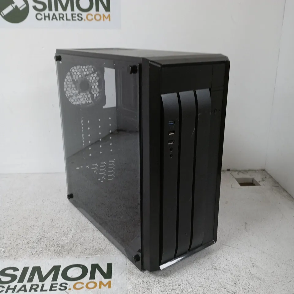 Desktop PC Tower Case – Black Mid-Tower with Glass Side