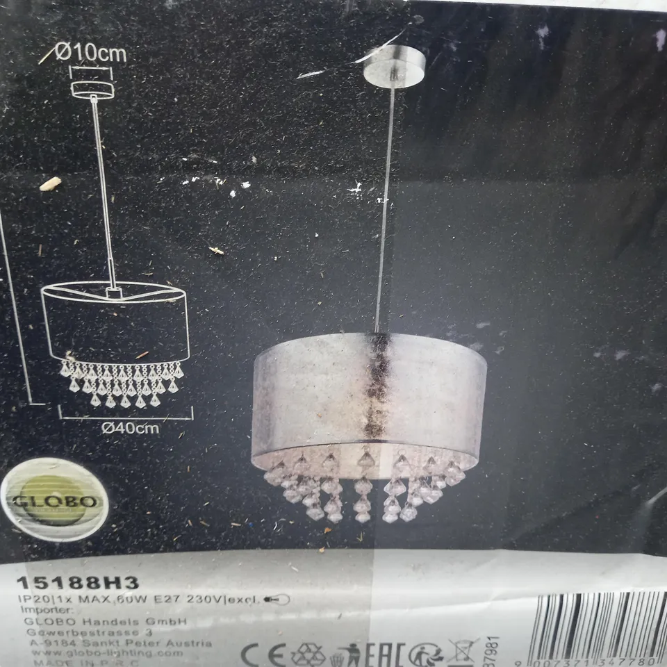 GLOBO BORLON 1-LIGHT CEILING PENDANT LIGHT IN SILVER