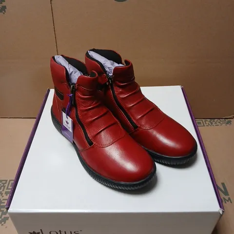 LOTUS ATLANTA RED LEATHER ANKLE BOOTS - UK 4