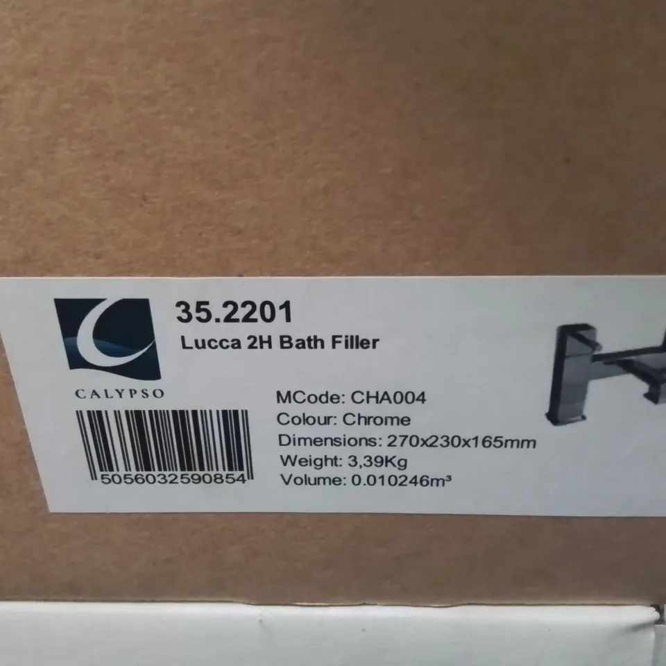 BOXED CALYPSO LUCCA 2H BATH FILLER IN CHROME - 270X230X165MM