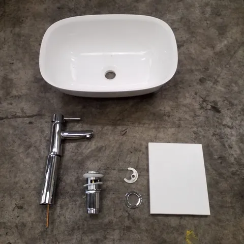 BRAND NEW WHITE BASIN WITH TAP 46Γ32CM
