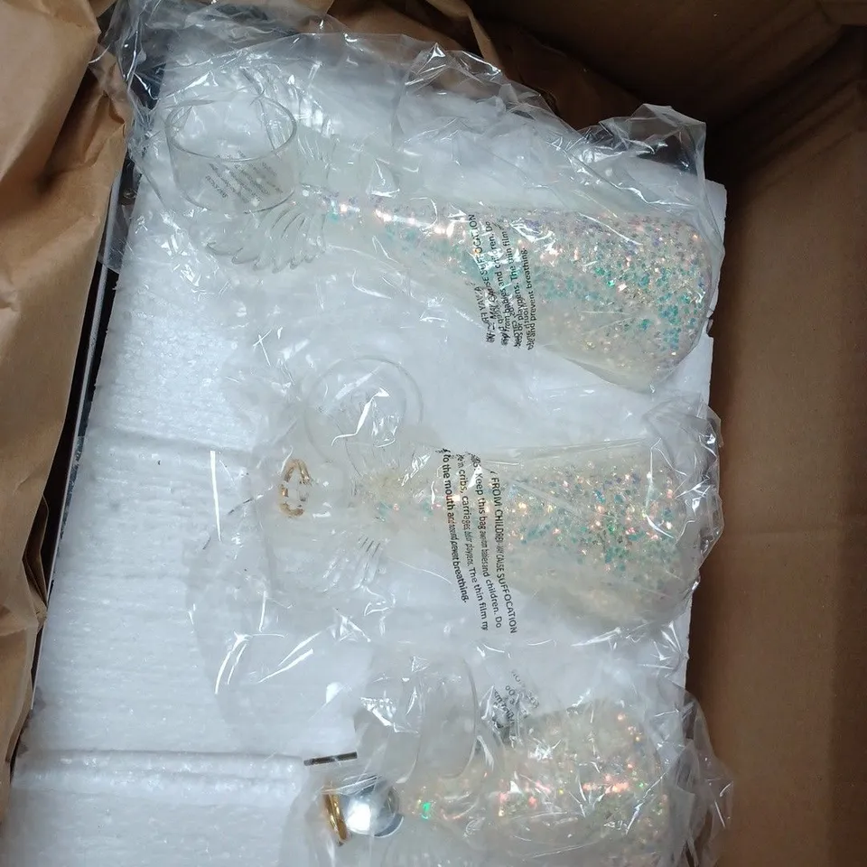 BOXED HOME REFLECTIONS SET OF 2 PRE-LIT GLASS ANGEL CANDLE HOLDERS