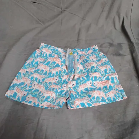 TROTTERS SWIMSHORTS IN AQUA TIGER PRINT SIZE 2/3YRS