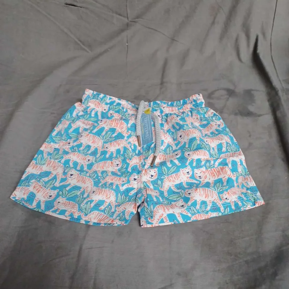 TROTTERS SWIMSHORTS IN AQUA TIGER PRINT SIZE 2/3YRS