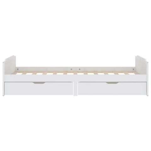 BOXED ROSALIND WHEELER BED FRAME WITH DRAWERS - WHITE SOLID WOOD PINE 90CM SINGLE (1 BOX)