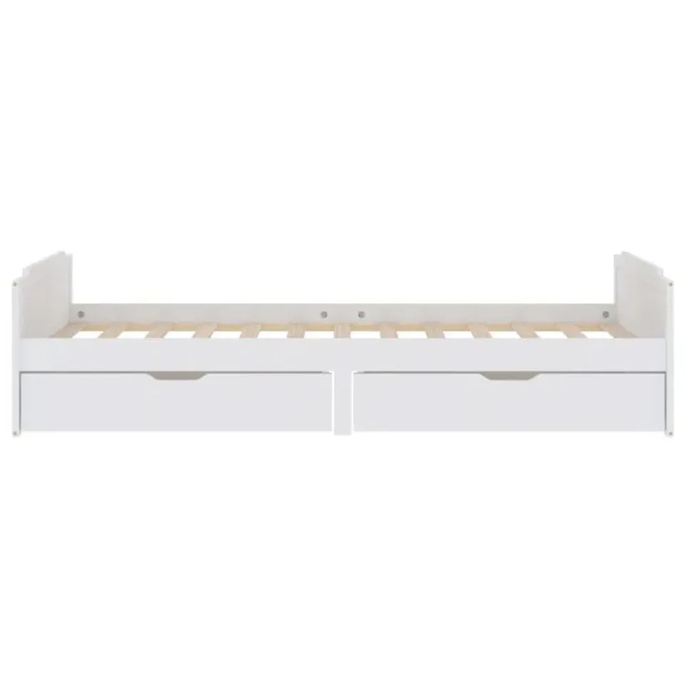 BOXED ROSALIND WHEELER BED FRAME WITH DRAWERS - WHITE SOLID WOOD PINE 90CM SINGLE (1 BOX)