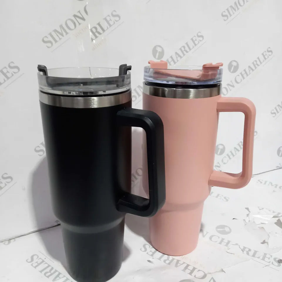 2 X LARGE COFFEE FLASK PINK & BLACK 