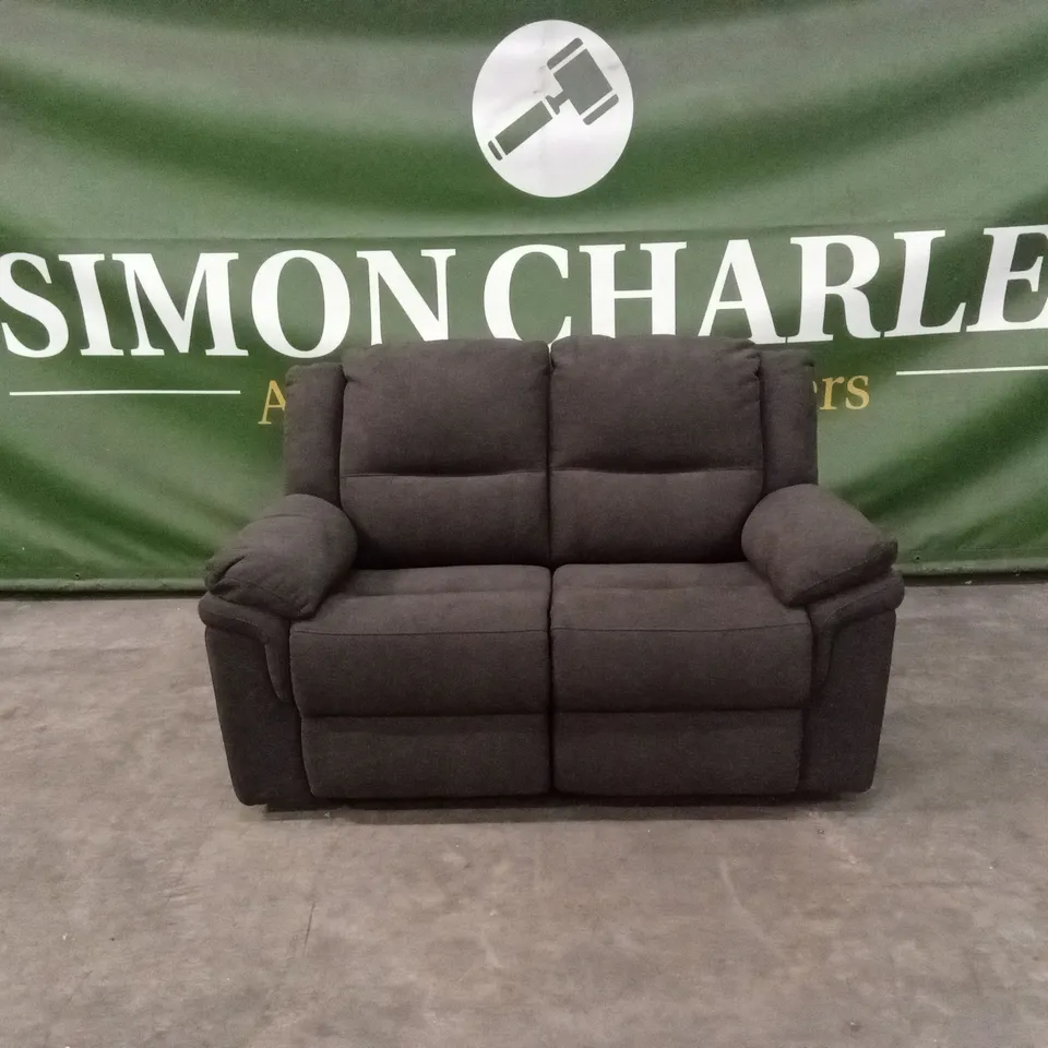 ALBION CHENILLE 2 SEATER HIGH BACK MANUAL RECLINER SOFA - CHARCOAL RRP £579
