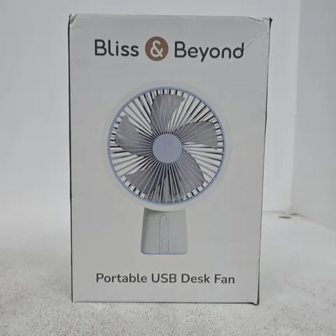 BOXED BLISS & BEYOND PORTABLE USB DESK FAN