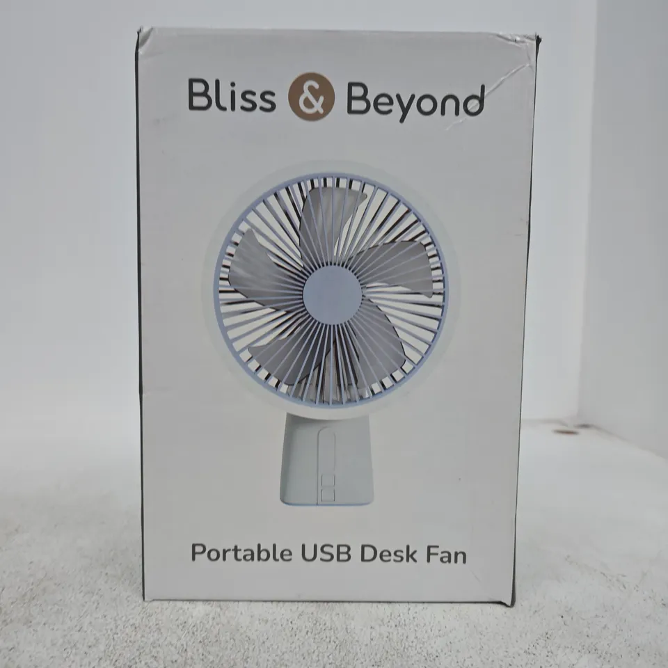 BOXED BLISS & BEYOND PORTABLE USB DESK FAN