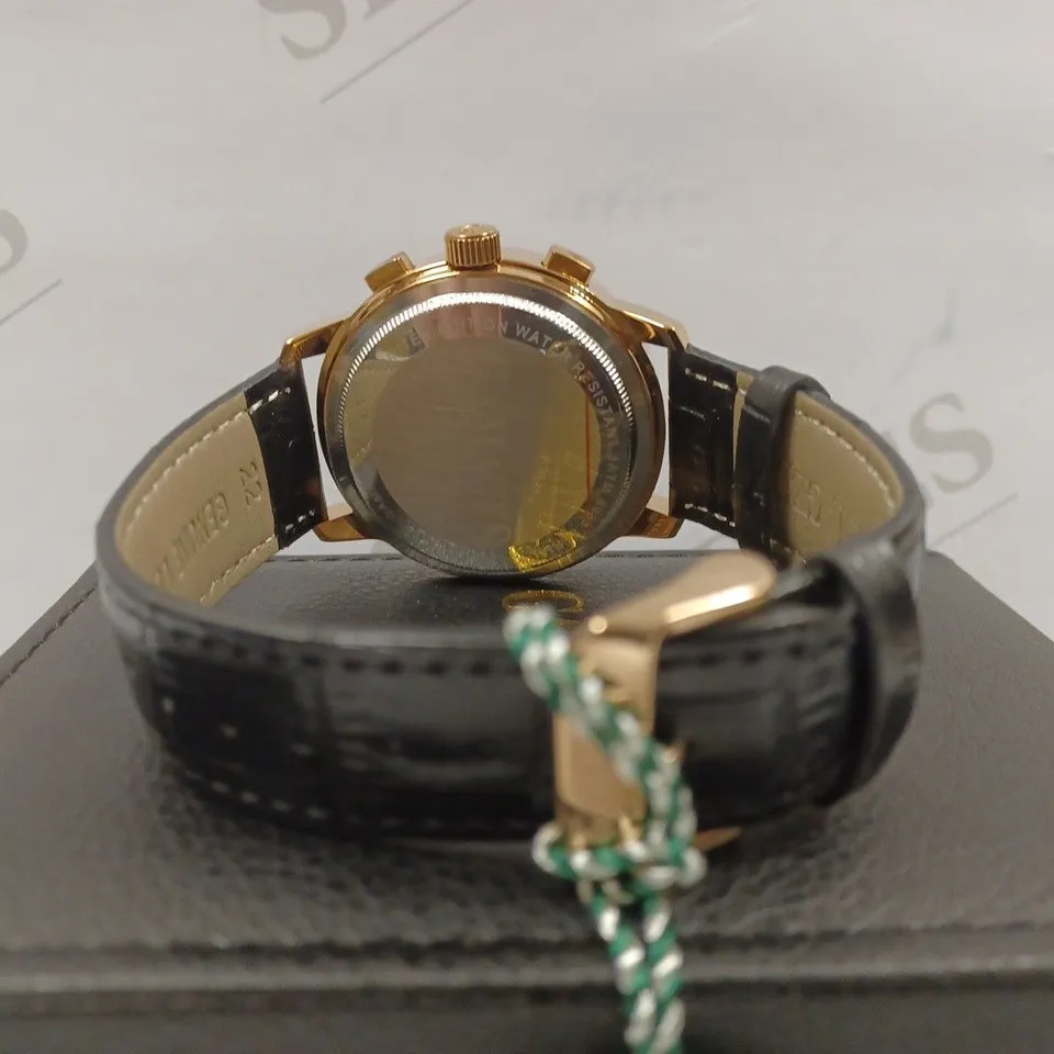 GAMAGES OF LONDON LIMITED EDITION HAND ASSEMBLED BESPOKE AUTOMATIC BLACK WATCH RRP £695