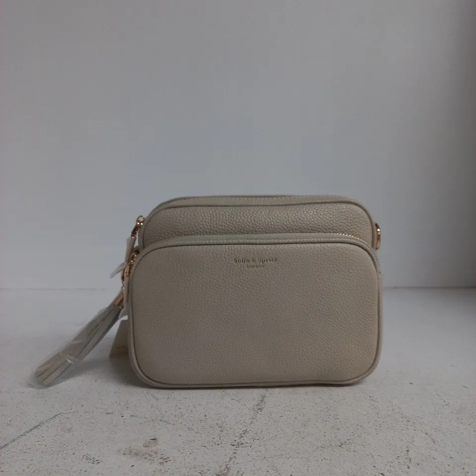 SOFIA & SPRITZ BEIGE PEBBLE-LEATHER CROSSBODY BAG