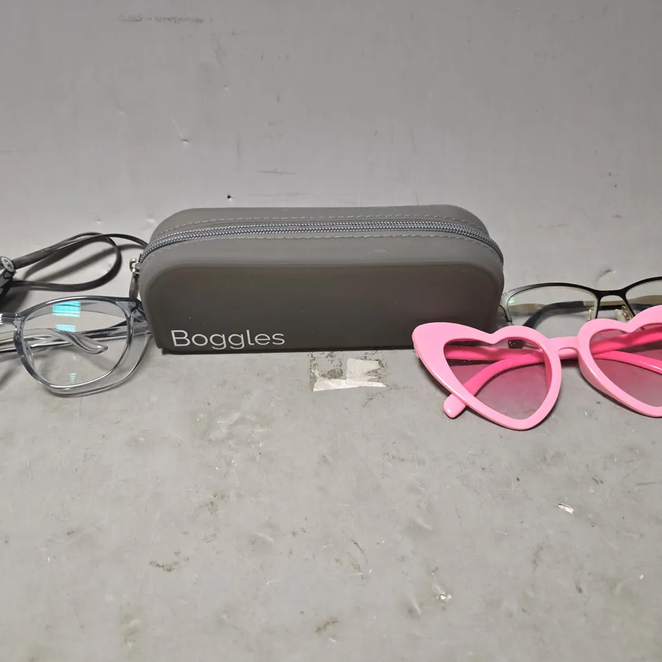 APPROXIMATELY 15 ASSORTED VISION CARE ITEMS TO INCLUDE - EYEWEAR , CARRY CASES , GOOGLES ETC