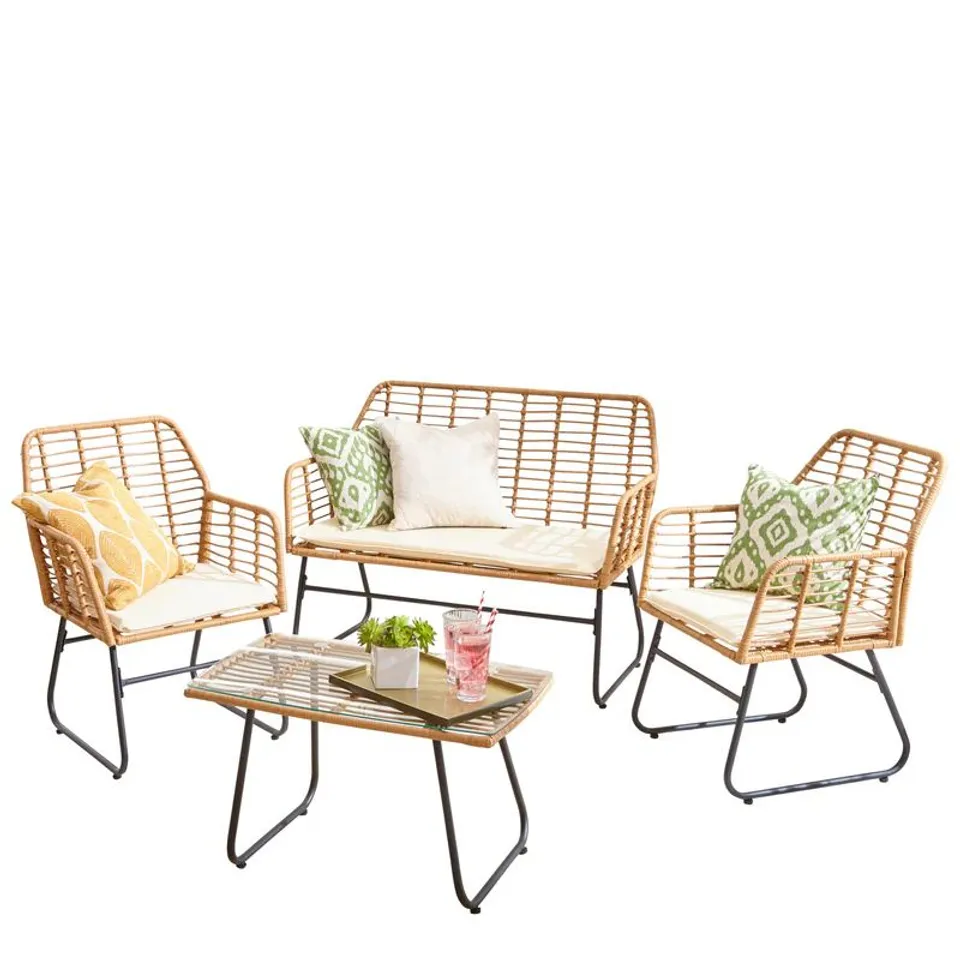 BOXED NEO 4 SEATER CREAM BAMBOO GARDEN SET (1 BOX) 