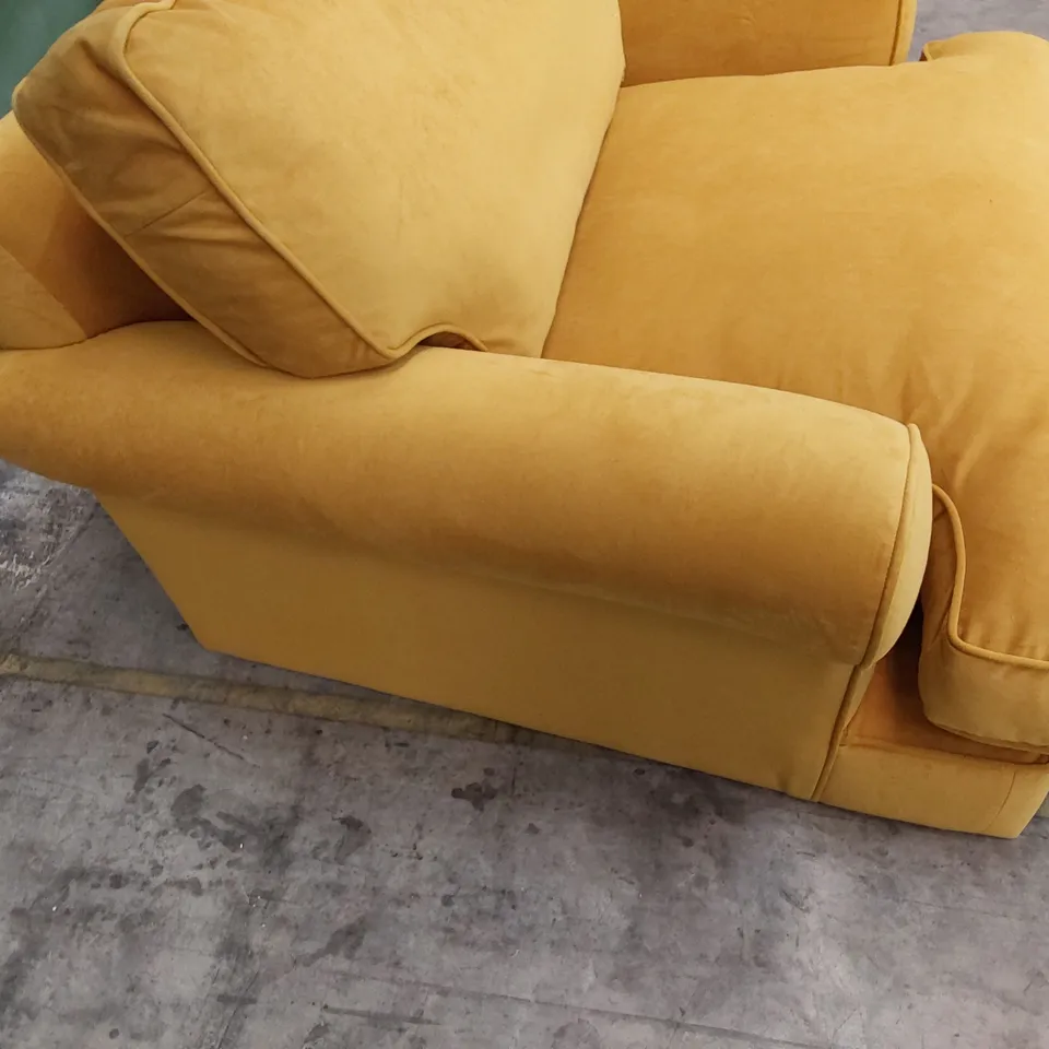 QUALITY BRITISH MADE LOUNGE Co BRIONY SNUGGLER CHAIR GOLD PLUSH FABRIC